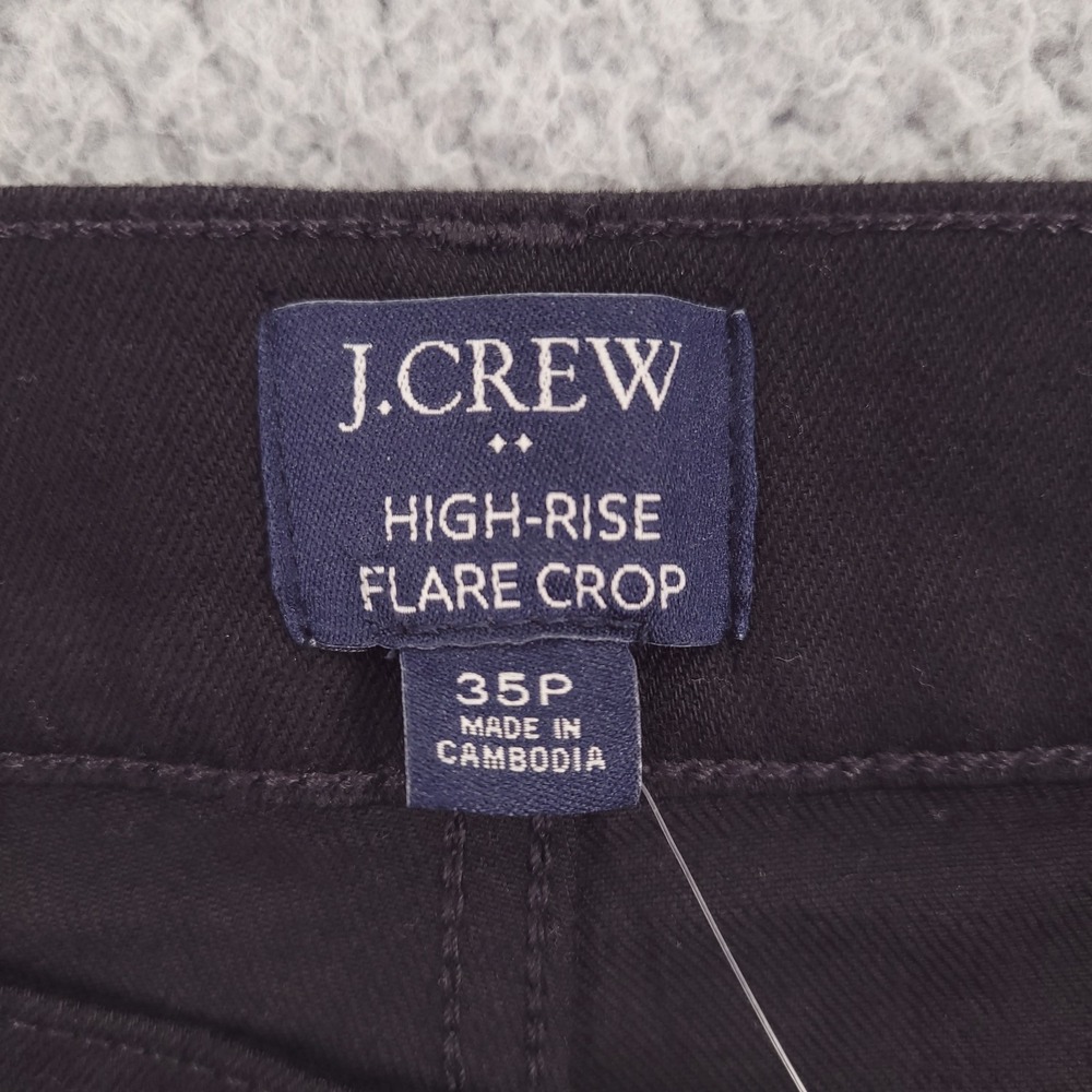 J CREW Factory Jeans Size 35P High Rise Flare Crop Black Stretch Denim NEW - Picture 6 of 16